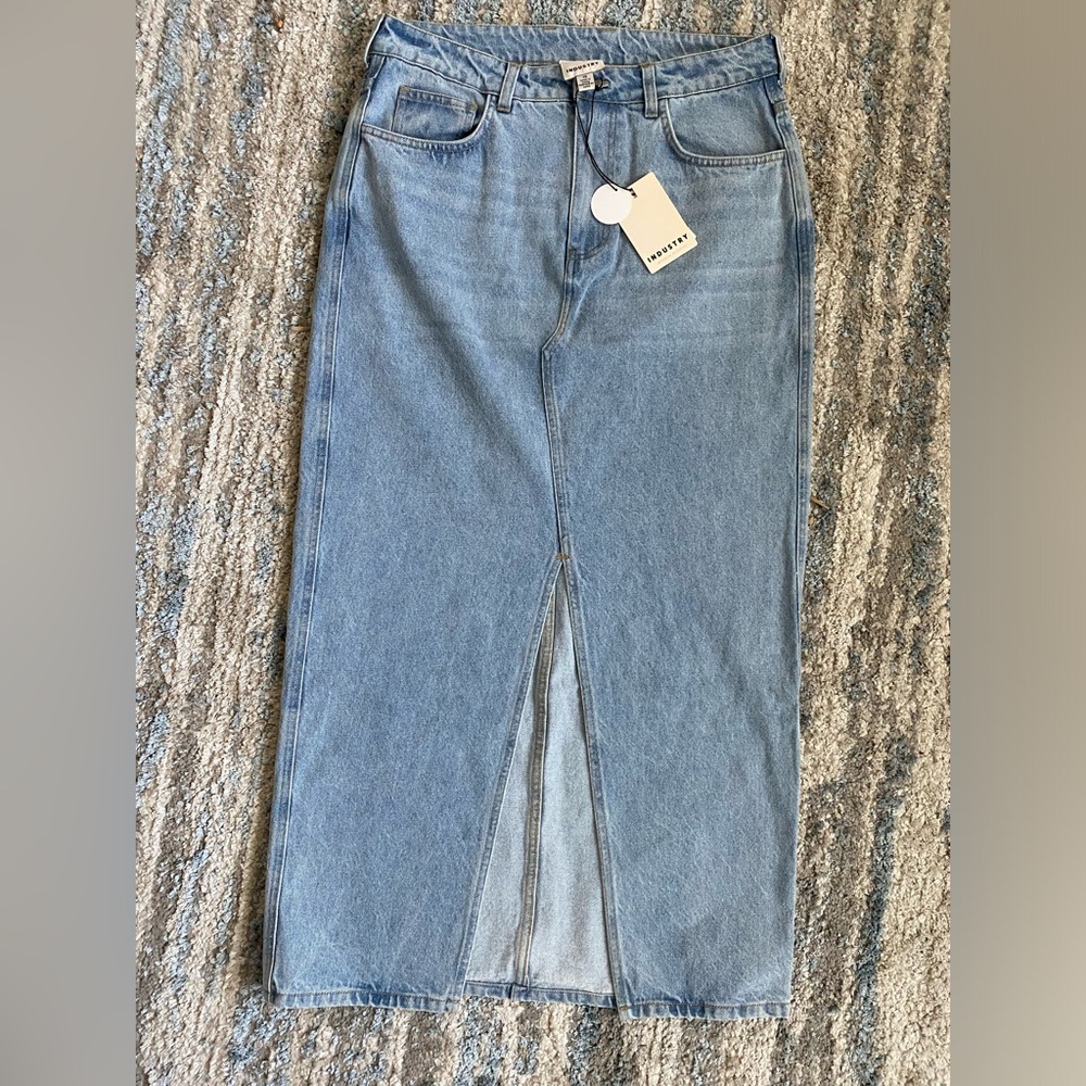 Industry Light Denim Maxi Skirt Size 10 NWT